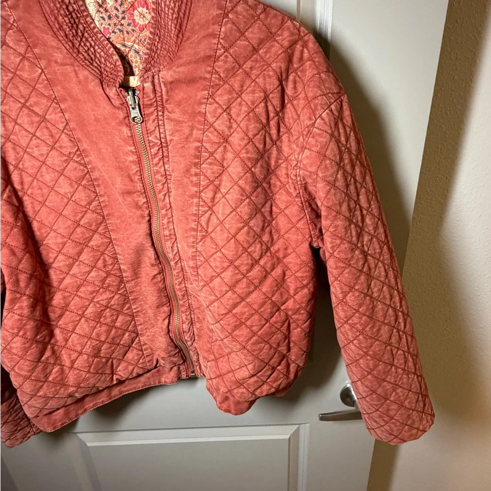 Free People SMALL Great Escape dolman jacket quilted reversible orange paisley - Picture 9 of 12